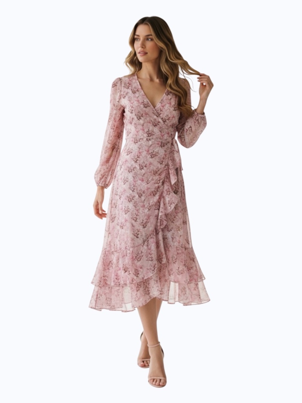 Lush Dusty Pink Flowered Maxi Dress Size Small
